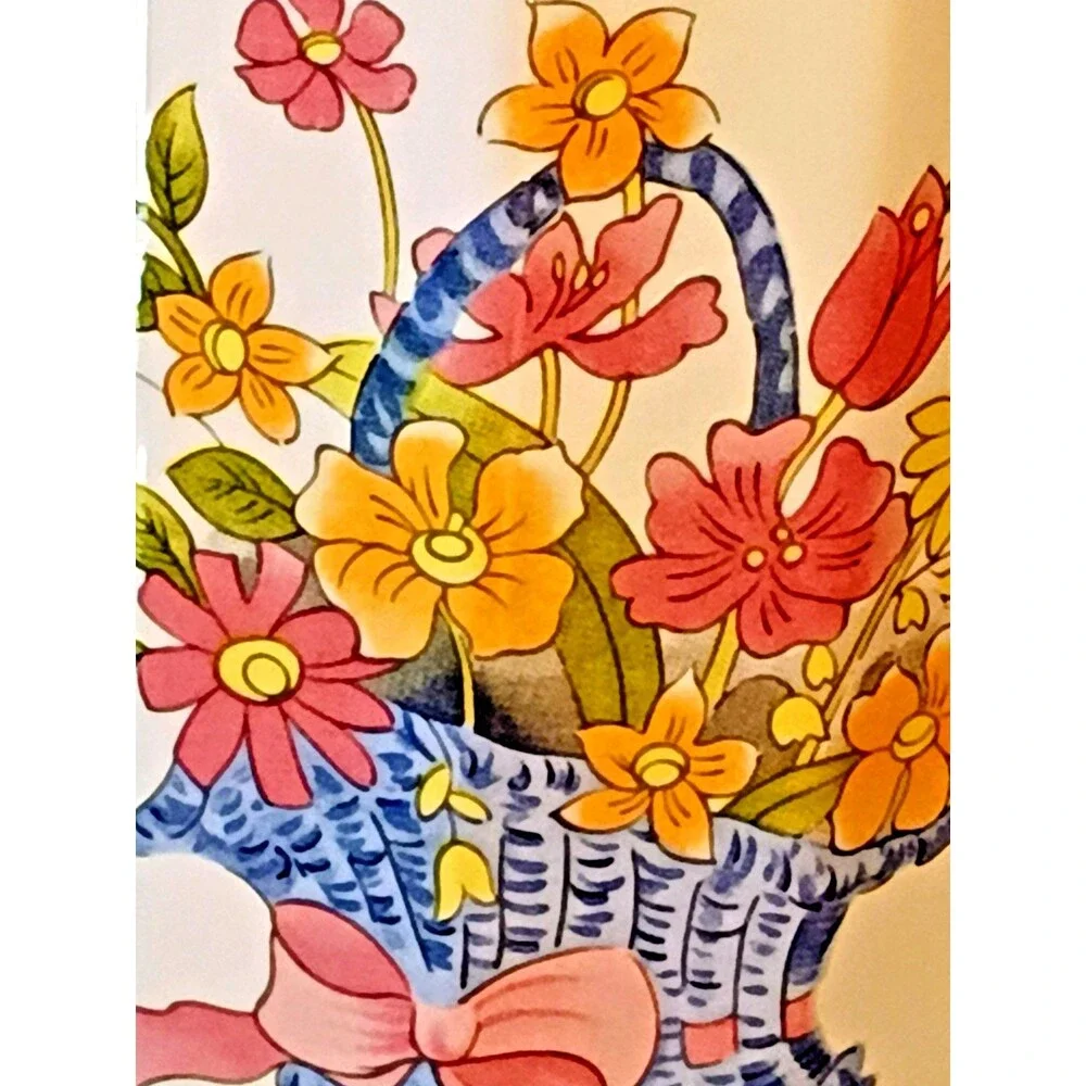 White Vtg Flower Basket Vase 9